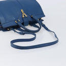 SAINT LAURENT Cavas Chic Hand Bag Leather 2way Blue Gold 279079 Auth 204300A-9