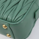 Miu Miu Matelasse Arkady Hand Bag Leather 2way Green Gold Auth 204302SAM-18