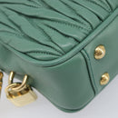 Miu Miu Matelasse Arkady Hand Bag Leather 2way Green Gold Auth 204302SAM-19