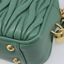 Miu Miu Matelasse Arkady Hand Bag Leather 2way Green Gold Auth 204302SAM-20