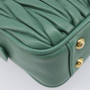 Miu Miu Matelasse Arkady Hand Bag Leather 2way Green Gold Auth 204302SAM-21