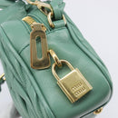 Miu Miu Matelasse Arkady Hand Bag Leather 2way Green Gold Auth 204302SAM-23