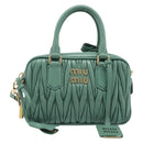 Miu Miu Matelasse Arkady Hand Bag Leather 2way Green Gold Auth 204302SAM-13