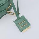 Miu Miu Matelasse Arkady Hand Bag Leather 2way Green Gold Auth 204302SAM-24