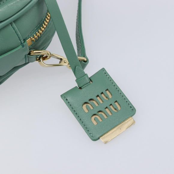 Miu Miu Matelasse Arkady Hand Bag Leather 2way Green Gold Auth 204302SAM