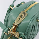 Miu Miu Matelasse Arkady Hand Bag Leather 2way Green Gold Auth 204302SAM-25