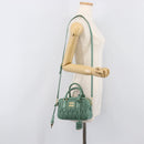 Miu Miu Matelasse Arkady Hand Bag Leather 2way Green Gold Auth 204302SAM-30