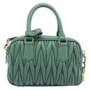 Miu Miu Matelasse Arkady Hand Bag Leather 2way Green Gold Auth 204302SAM-2