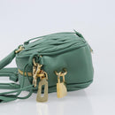 Miu Miu Matelasse Arkady Hand Bag Leather 2way Green Gold Auth 204302SAM-4