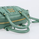 Miu Miu Matelasse Arkady Hand Bag Leather 2way Green Gold Auth 204302SAM-7