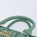 Miu Miu Matelasse Arkady Hand Bag Leather 2way Green Gold Auth 204302SAM-14