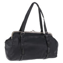 Miu Miu Hand Bag Vitellolux Black Silver Auth 204305A-1