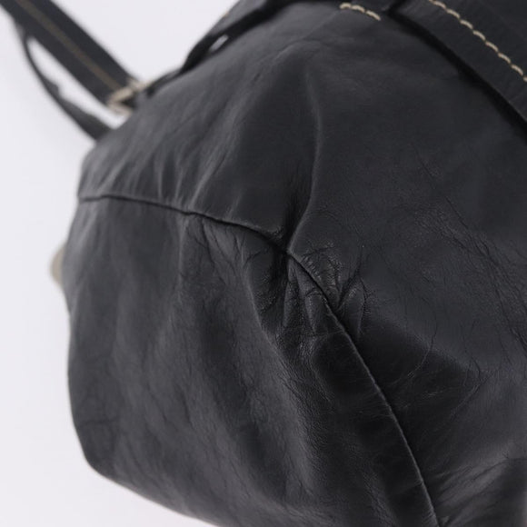 Miu Miu Hand Bag Vitellolux Black Silver Auth 204305A