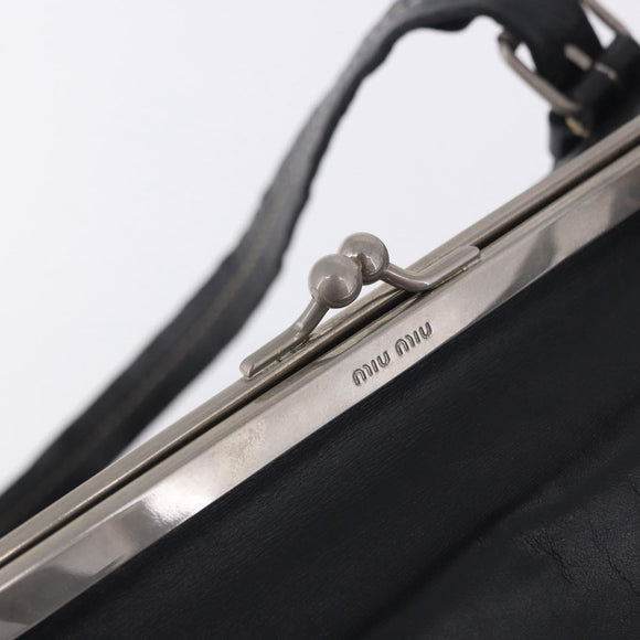 Miu Miu Hand Bag Vitellolux Black Silver Auth 204305A