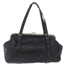 Miu Miu Hand Bag Vitellolux Black Silver Auth 204305A-13