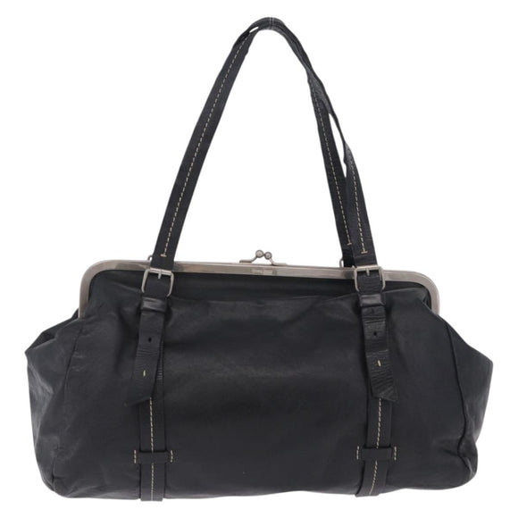 Miu Miu Hand Bag Vitellolux Black Silver Auth 204305A