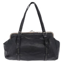 Miu Miu Hand Bag Vitellolux Black Silver Auth 204305A-2
