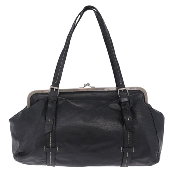 Miu Miu Hand Bag Vitellolux Black Silver Auth 204305A