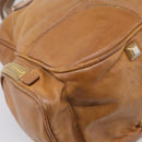 PRADA Tote Bag Leather Beige Gold Auth 204306-19