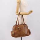 PRADA Tote Bag Leather Beige Gold Auth 204306-29