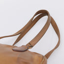 PRADA Tote Bag Leather Beige Gold Auth 204306-14