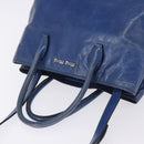 Miu Miu Hand Bag Vitellolux 2way Blue Silver Auth 204308A-15