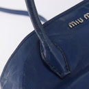 Miu Miu Hand Bag Vitellolux 2way Blue Silver Auth 204308A-18
