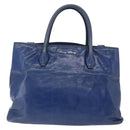 Miu Miu Hand Bag Vitellolux 2way Blue Silver Auth 204308A-13
