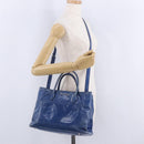 Miu Miu Hand Bag Vitellolux 2way Blue Silver Auth 204308A-37