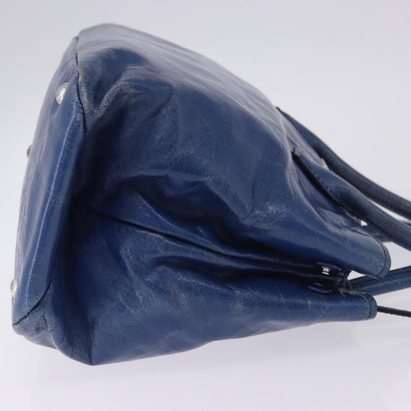 Miu Miu Hand Bag Vitellolux 2way Blue Silver Auth 204308A