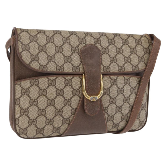 GUCCI GG Supreme Shoulder Bag PVC Leather Beige Gold 904 23 025 Auth 204309