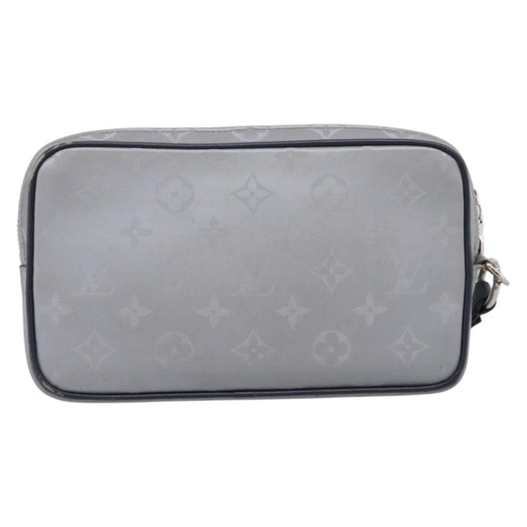 LOUIS VUITTON Monogram Satellite Alpha Clutch Bag Silver M44171 LV Auth 204313A