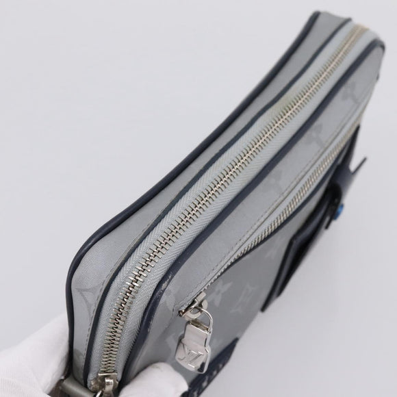 LOUIS VUITTON Monogram Satellite Alpha Clutch Bag Silver M44171 LV Auth 204313A