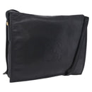 LOEWE Anagram Shoulder Bag Leather Black Gold Auth 204314A-1