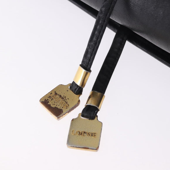 LOEWE Anagram Shoulder Bag Leather Black Gold Auth 204314A