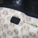 LOEWE Anagram Shoulder Bag Leather Black Gold Auth 204314A-12