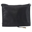 LOEWE Anagram Shoulder Bag Leather Black Gold Auth 204314A-13
