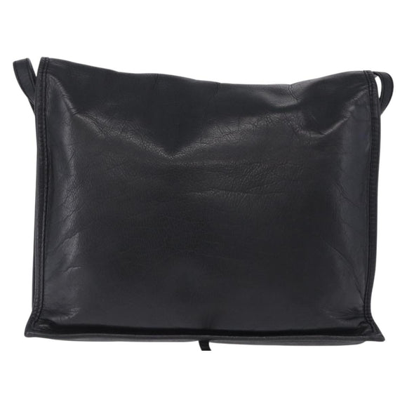 LOEWE Anagram Shoulder Bag Leather Black Gold Auth 204314A