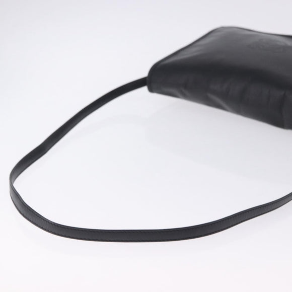 LOEWE Anagram Shoulder Bag Leather Black Gold Auth 204314A