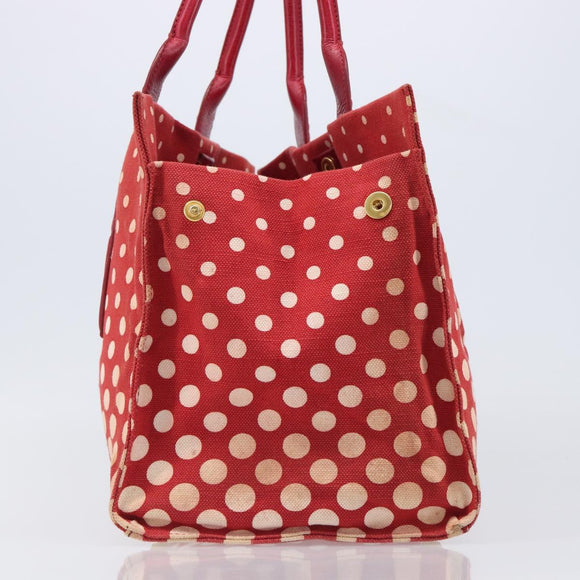 Miu Miu Hand Bag Canvas Red Gold Auth 204315
