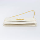 GUCCI Chain Shoulder Bag Leather White Gold Auth 204318-10