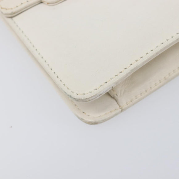 GUCCI Chain Shoulder Bag Leather White Gold Auth 204318