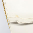 GUCCI Chain Shoulder Bag Leather White Gold Auth 204318-16