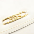 GUCCI Chain Shoulder Bag Leather White Gold Auth 204318-17