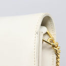 GUCCI Chain Shoulder Bag Leather White Gold Auth 204318-18