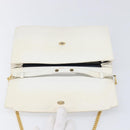 GUCCI Chain Shoulder Bag Leather White Gold Auth 204318-19