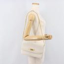 GUCCI Chain Shoulder Bag Leather White Gold Auth 204318-28