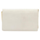 GUCCI Chain Shoulder Bag Leather White Gold Auth 204318-3