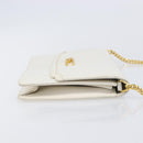 GUCCI Chain Shoulder Bag Leather White Gold Auth 204318-4