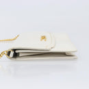 GUCCI Chain Shoulder Bag Leather White Gold Auth 204318-5